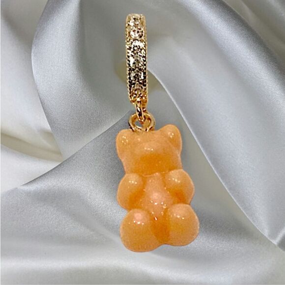 NOSTALGIC GUMMY BEAR CHARM PENDANT CUBIC ZIRCON 18K GOLD PLATED - Picture 1 of 2